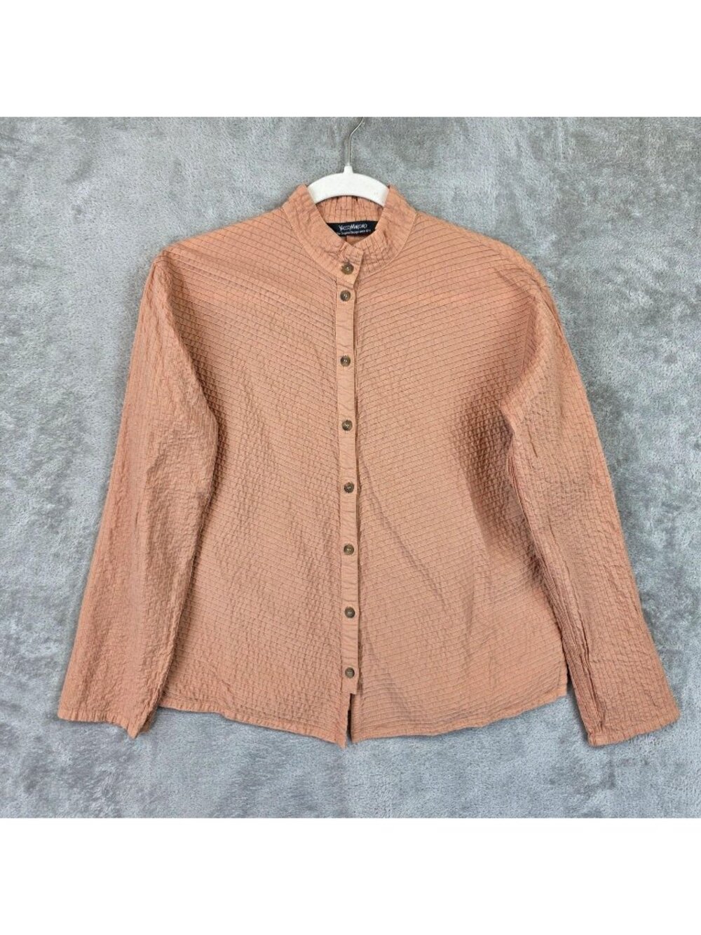 Yacco Maricard Button Up Shirt Womens 2 (M/L) Orange Collared Long Sleeve Cotton